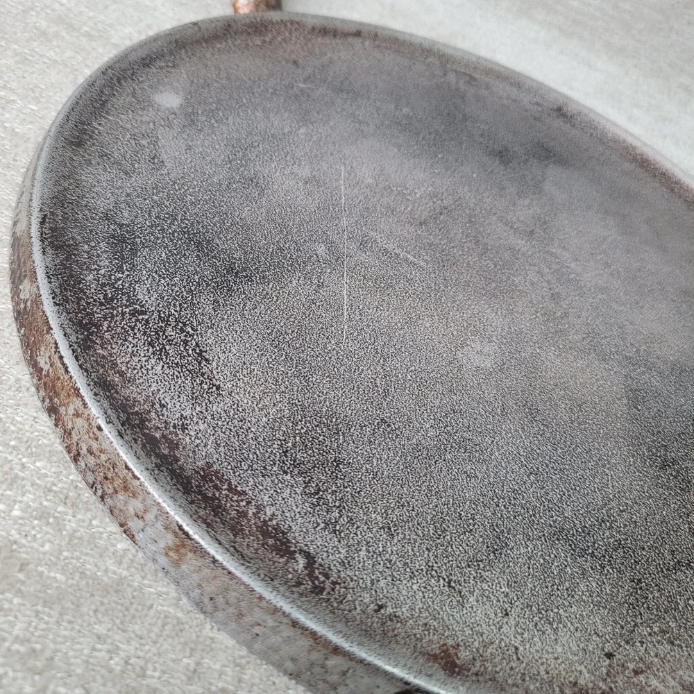 VTG Hammered Aluminum Round Griddle Pan Wood Handle Flat Crepe Pancake Skillet